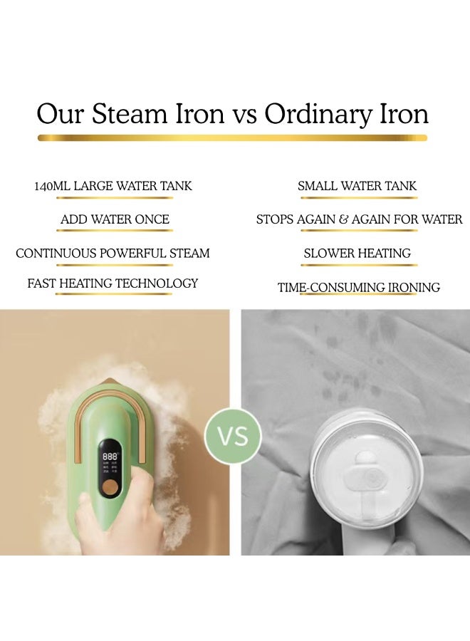 ARABIQO 2 in 1 Handheld Steam Iron 1200W with LED Display, 3 Adjustable Steam Levels, Portable Garment Steamer for Clothes, 15s Fast Heat-Up, 100ML Water Tank, Travel & Home Ironing Solution - Image 3