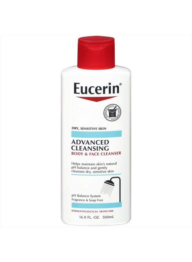 Eucerin Advanced Cleansing Body & Face Cleanser - Fragrance & Soap Free for Dry, Sensitive Skin - 16.9 fl. oz Bottle - Image 1