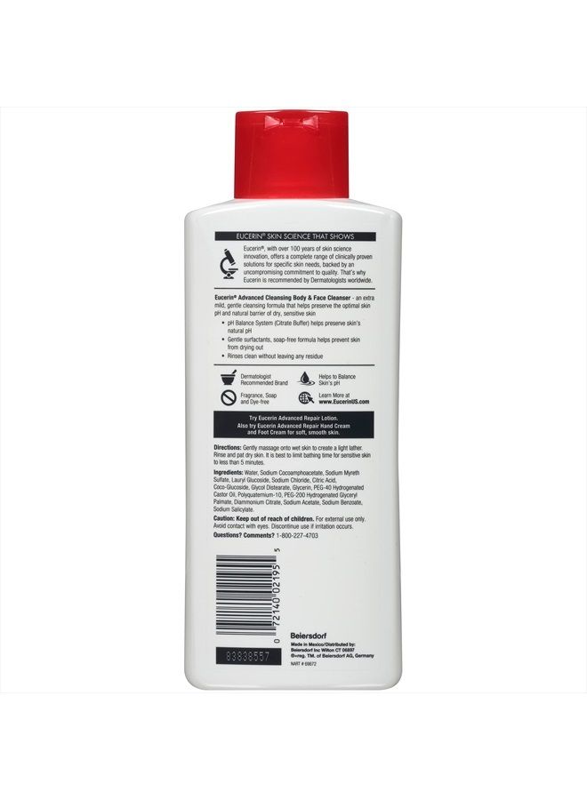 Eucerin Advanced Cleansing Body & Face Cleanser - Fragrance & Soap Free for Dry, Sensitive Skin - 16.9 fl. oz Bottle - Image 2