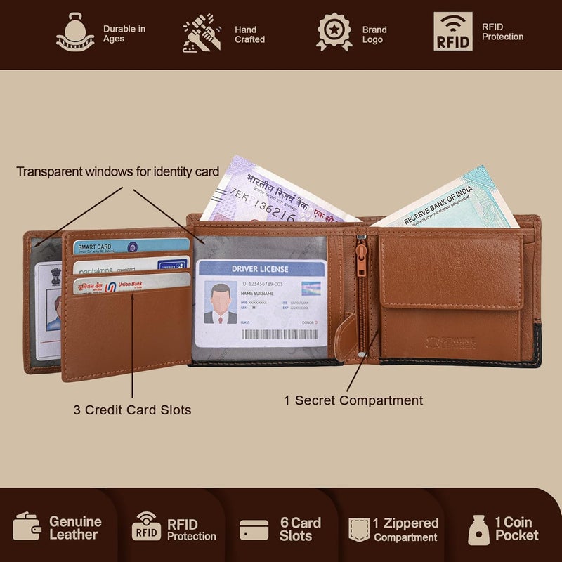 URBANFOREST محفظة جلدية للرجال من سياتل باللون الكognac/الأسود - Image 4