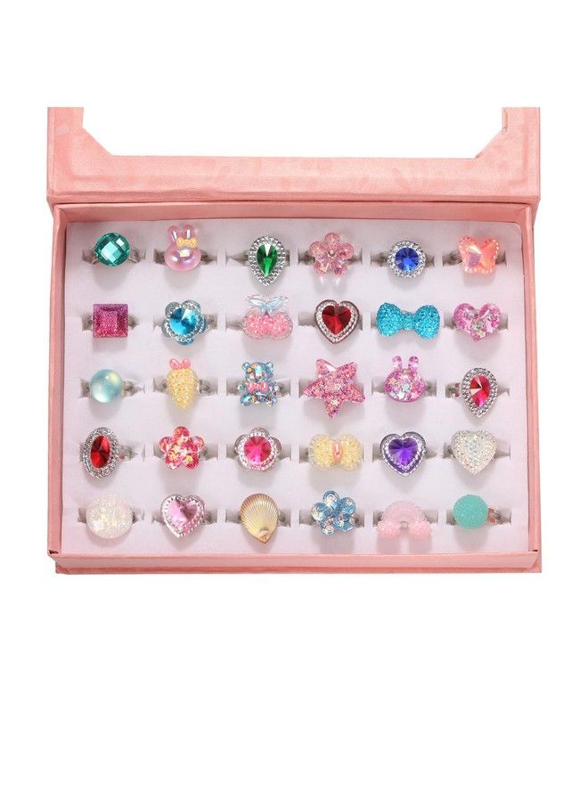 PinkSheep Little Girl Jewel Rings In Box Adjustable No Duplication Girl Pretend Play And Dress Up Rings (30 Jewel Ring) - Image 2