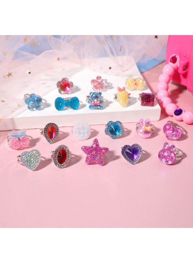 PinkSheep Little Girl Jewel Rings In Box Adjustable No Duplication Girl Pretend Play And Dress Up Rings (30 Jewel Ring) - Image 4