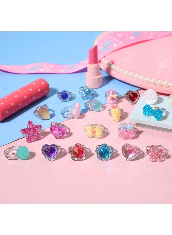 PinkSheep Little Girl Jewel Rings In Box Adjustable No Duplication Girl Pretend Play And Dress Up Rings (30 Jewel Ring) - Image 5