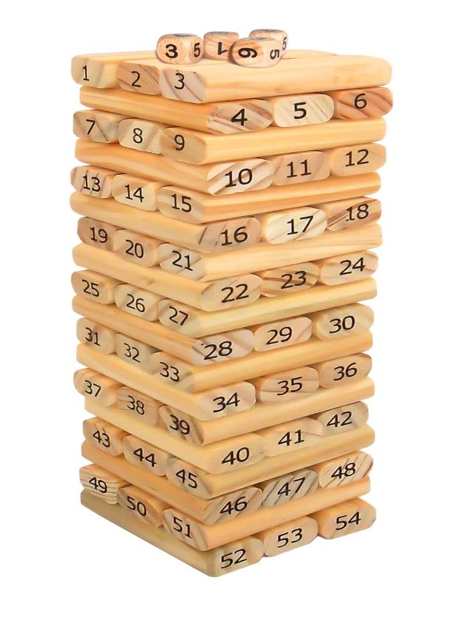 The Game Factory - Round Edge Wooden Blocks | Premium | No Sharp Cuts | 54 Pieces Set | Game for Kids | Building Blocks Tumbling Tower | Fun Activity - Birthday Gift for Kids - Image 3