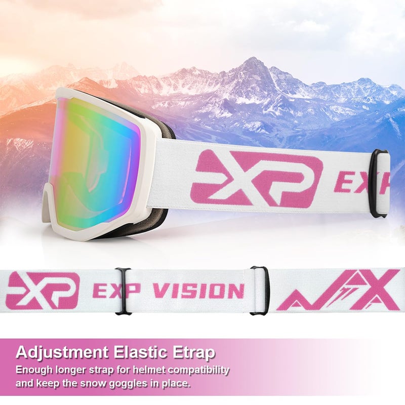 EXP VISION Ski/Snowboard Goggles for Men Women, OTG Snow Goggles Anti Fog UV Protection - Image 5