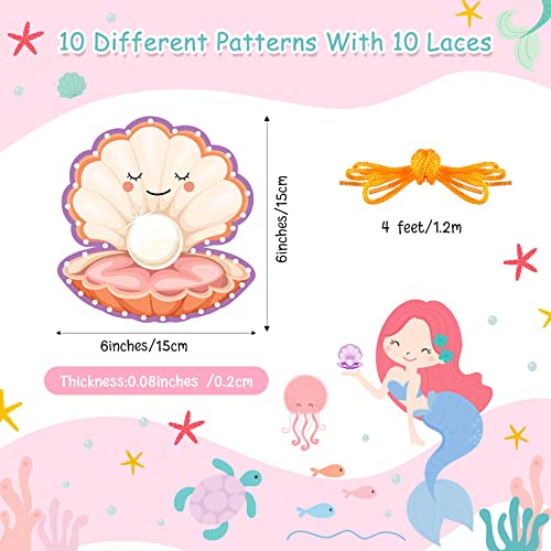 Pajean 10 Pcs Kids Lacing Cards Animal Sewing Cards Kits Double Sided Toddler Lacing Toys Crafts Developing Imagination Preschool Educational Learning Activity SuppliesMermaid Style - Image 5