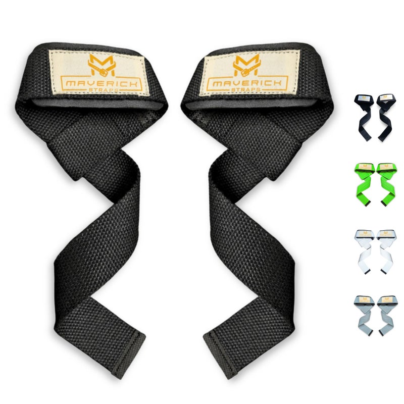MAVERICK STRAPS Premium Weight Lifting Gym Straps for Wrist Support | Gym Accessories for Men and Women - Deadlift Straps Gym Straps for Improved Grip and Wrist Support- Perfect for Weightlifting & Deadlifts| Free Size | Black Color - Image 2