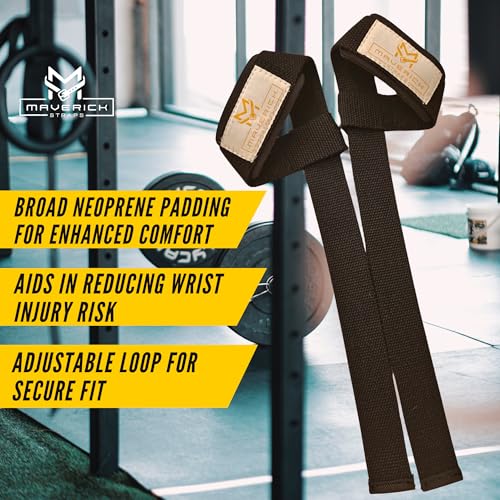 MAVERICK STRAPS Premium Weight Lifting Gym Straps for Wrist Support | Gym Accessories for Men and Women - Deadlift Straps Gym Straps for Improved Grip and Wrist Support- Perfect for Weightlifting & Deadlifts| Free Size | Black Color - Image 4
