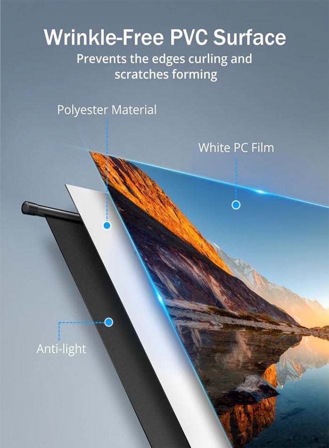 100 Inch Projector Screen Portable Foldable Design with Stand and Hanging Option 16:9 HD High Contrast Easy Setup for Outdoor Movies Camping Home Theater - Image 4