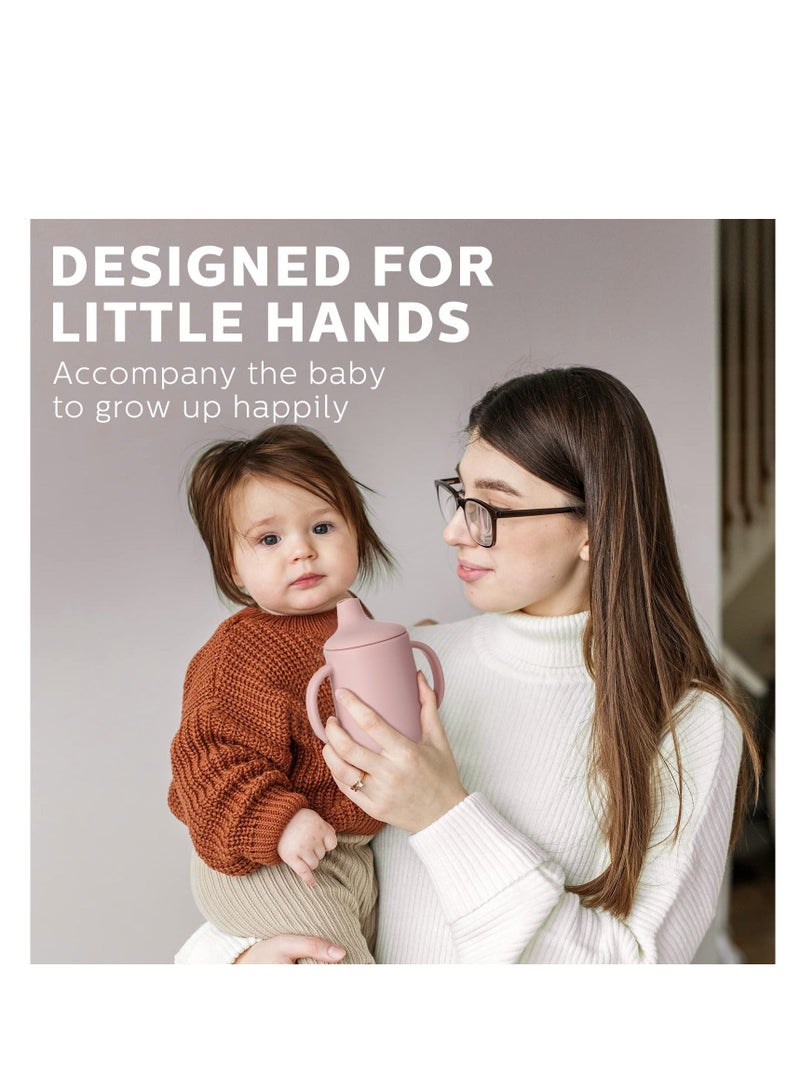 XiuWoo Silicone Sippy Cups, Soft Training Cups for Babies Spill Proof Toddler Baby 6 Months+, Leak-Proof Cup with Double Handles and Spout Lid Easy Grip, 5 oz (Rosy, Pink) (2 Pcs) - Image 3