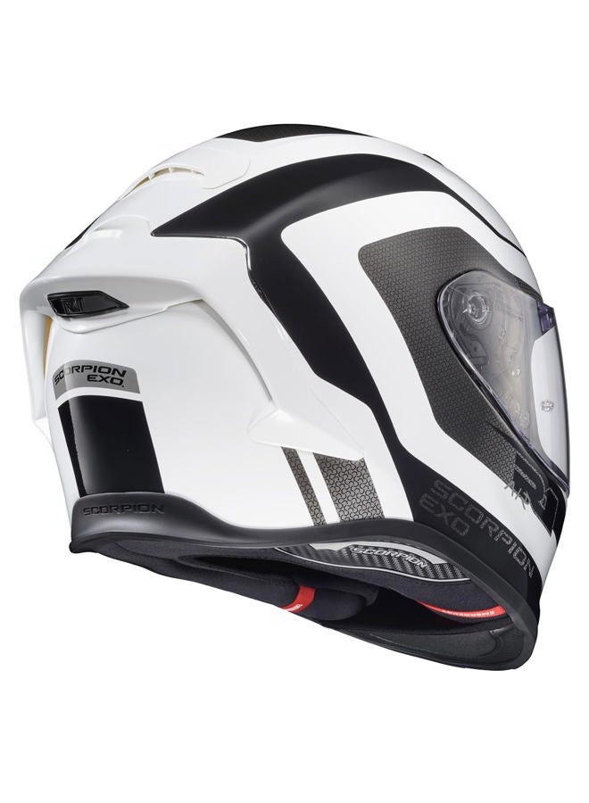 ScorpionEXO R1 Air Full Face Adult Motorcycle Helmet with Pinlock Ready Shield and Bluetooth Ready Speaker Pockets DOT ECE Hive (White/Black - Large) - Image 3