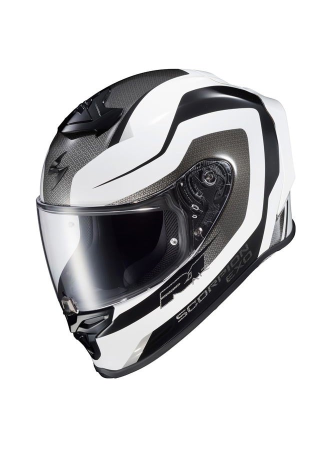ScorpionEXO R1 Air Full Face Adult Motorcycle Helmet with Pinlock Ready Shield and Bluetooth Ready Speaker Pockets DOT ECE Hive (White/Black - Large) - Image 2