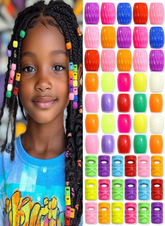 VENOFEN 60PCS Colorful Hair Beads Large Loc Beads Cute Mixed Style Braids Decoration Acrylic Hair Decoration Accessories for Kids Girls - Image 1