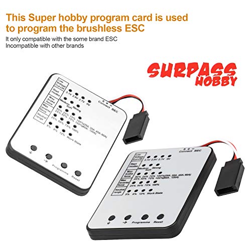 ARRAROWN Surpass Hobby Programming Card RC Car Electronic Speed Controller Programmer LED Program Card Only Compatible with Supass Hobby Brushless ESC 25A 35A 45A 60A 80A 120A 150A White - Image 5