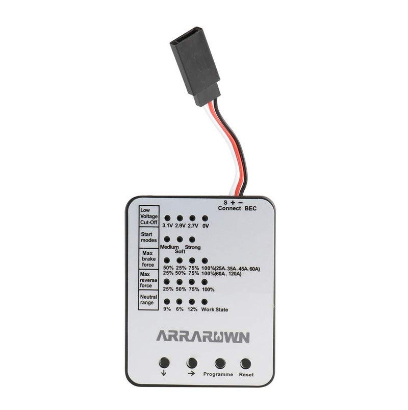 ARRAROWN Surpass Hobby Programming Card RC Car Electronic Speed Controller Programmer LED Program Card Only Compatible with Supass Hobby Brushless ESC 25A 35A 45A 60A 80A 120A 150A White - Image 4