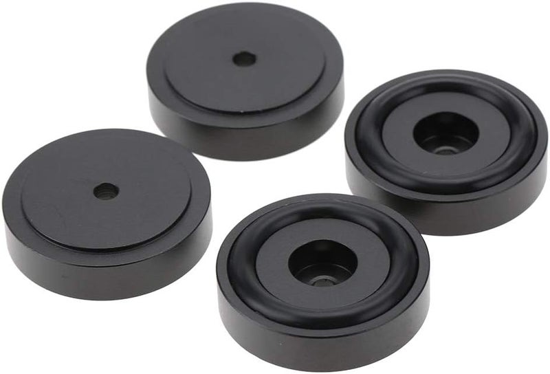 Ciglow 4Pcs Anti Vibration Amplifier Feet, 4010mm Aluminium Alloy Universal Copper Speaker Spikes Isolation Sand Blasting Amplifier Pads Feet (Black) - Image 1