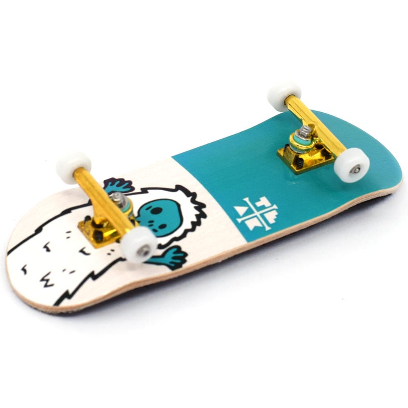 Teak Tuning 32mm Pro Fingerboard Heat Transfer Graphic Complete  Fully Assembled with Pro Level Parts  Pro Shaped Wood Deck 34x97mm UltraSpin Wheels Prodigy Trucks  Teal Yeti - Image 3