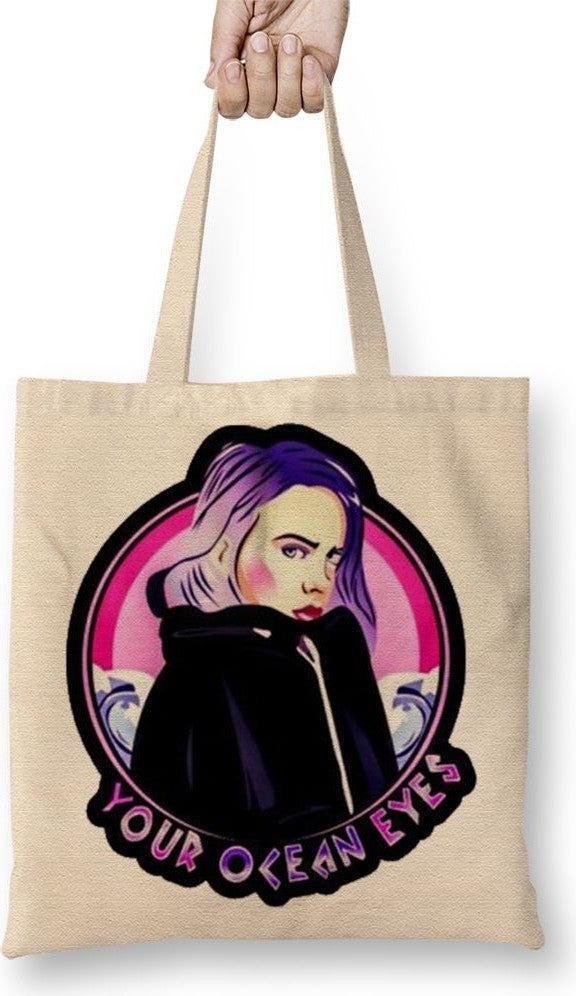 Baskı Dükkanı Print Shop Billie Eilish Ocean Eyes Tote Bag Long Handle