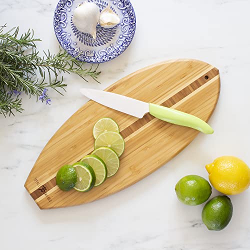 Totally Bamboo Lil' Surfer Surfboard Shaped Bamboo Serving and Cutting Board, 14-1/2" x 6 - Image 2