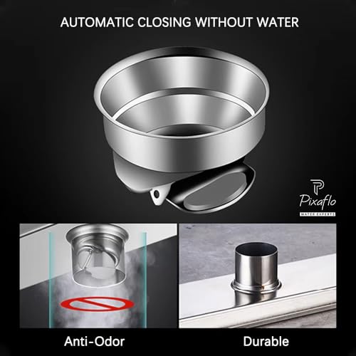 Pixaflo Tile Insert Shower Drain Channel | 12 x 4 inches | Invisible Floor Drain with Cockroach Trap | Side Hole | Compatible with 13mm Tiles | Durable 304 Stainless Steel Drain Jali with Collar - Image 5