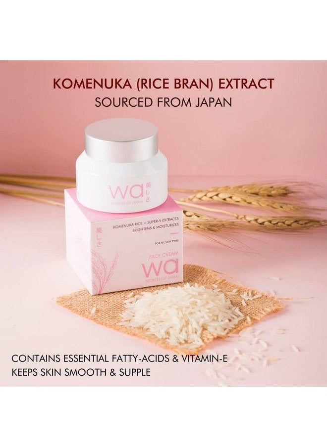 WA Japan; Komenuka Rice Face Cream; Brightens & Moisturizes; Rice Extract Sourced From Japan; Parabens Silicones Sulphates Free; Allskin Types; 50G  - Image 3