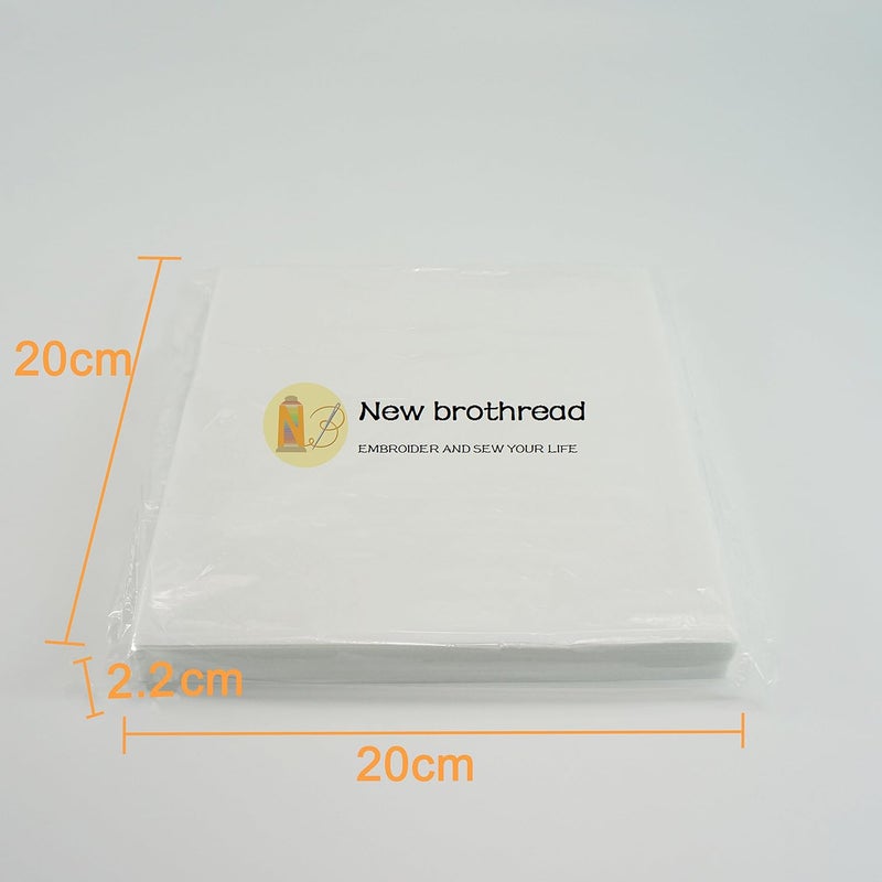 New brothread داعم تطريز ماكينة قابل للتمزق 8"x8" - 100 ورقة مقطوعة مسبقًا - وزن متوسط 1.8 أونصة - يناسب الحلقات 4x4 و 6x6 - Image 2