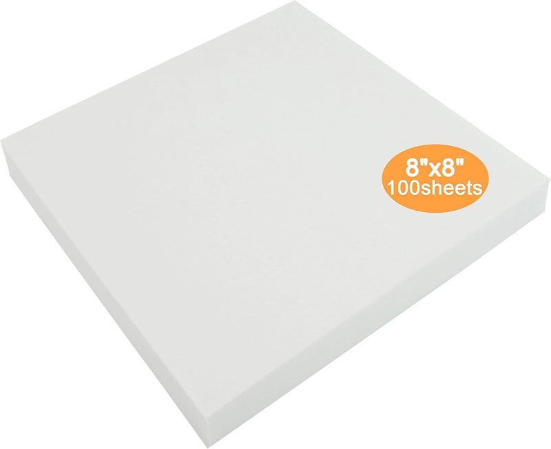 New brothread داعم تطريز ماكينة قابل للتمزق 8"x8" - 100 ورقة مقطوعة مسبقًا - وزن متوسط 1.8 أونصة - يناسب الحلقات 4x4 و 6x6 - Image 1