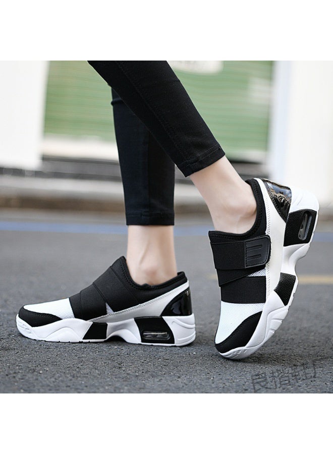 NIBEMINENT Women Tennis Shoes Breathable Hook Loop Sneakers Air Cushion Shoe Non-slip Female Height Increase Footwear Outdoor Walk Gym Shoe