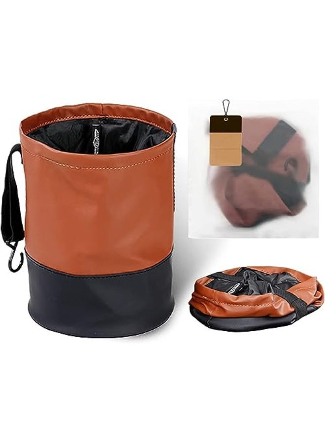 Generic Azonee Collapsible Car Bin, Universal Traveling Portable Car Bin Storage, Tidy Water Resistant Leather Pop up Car Bin Storage, Hook Hanging Car Rubbish Bin for Front, Back of Car, 1 Pcs - Image 1