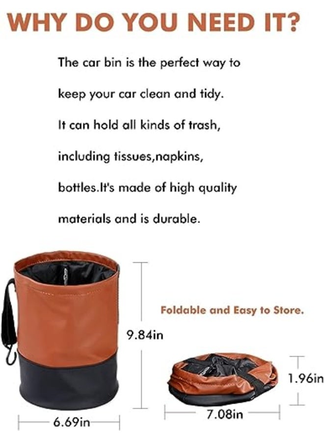 Generic Azonee Collapsible Car Bin, Universal Traveling Portable Car Bin Storage, Tidy Water Resistant Leather Pop up Car Bin Storage, Hook Hanging Car Rubbish Bin for Front, Back of Car, 1 Pcs - Image 4