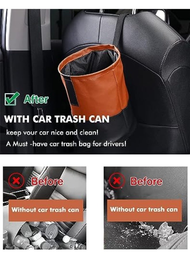 Generic Azonee Collapsible Car Bin, Universal Traveling Portable Car Bin Storage, Tidy Water Resistant Leather Pop up Car Bin Storage, Hook Hanging Car Rubbish Bin for Front, Back of Car, 1 Pcs - Image 3