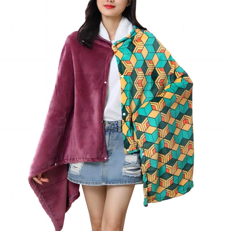 Juejuezi Hooded Wearable Blanket Hoodie Throw Blanket Cloak Cosplay Costume Shawl Wrap Nap Quilt 160x100 cm/63x40in(Red,One Size) - Image 1