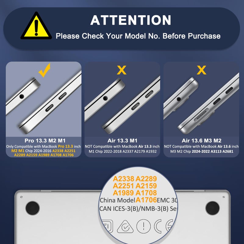 MOSISO Compatible with MacBook Pro 13 inch Case M2 2025, 2024, 2023, 2022-2016 A2338 M1 A2251 A2289 A2159 A1989 A1708 A1706, Plastic Peony Hard Shell Case&Keyboard Cover&Screen Protector, Black - Image 2