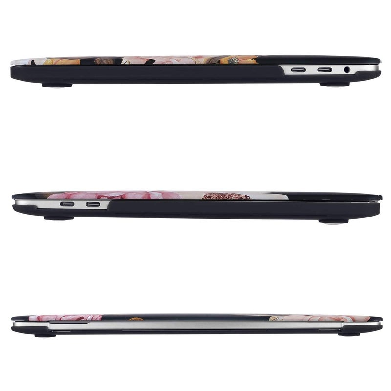 MOSISO Compatible with MacBook Pro 13 inch Case M2 2025, 2024, 2023, 2022-2016 A2338 M1 A2251 A2289 A2159 A1989 A1708 A1706, Plastic Peony Hard Shell Case&Keyboard Cover&Screen Protector, Black - Image 4