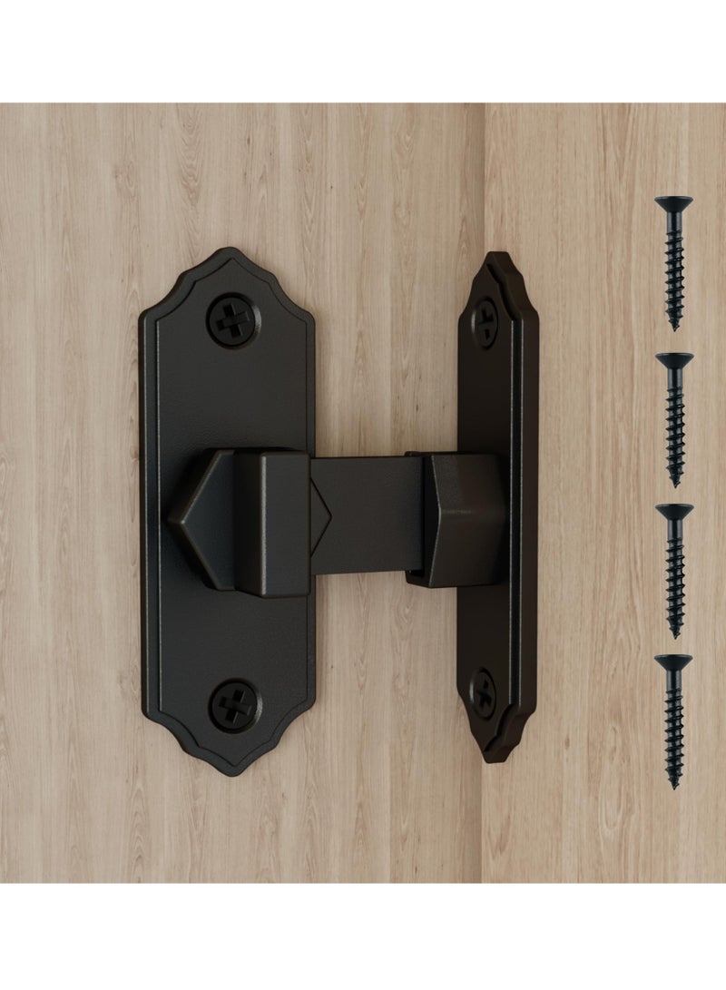 KASTWAVE Barn Door Lock Latch – 90-Degree Barn Pet Baby Door Latch Slide Lock – Home Security Door Lock for Bathroom, Garage, Bedroom, Cabinet, Barn – Durable Zinc Alloy Security Door Lock (Black) - Image 1
