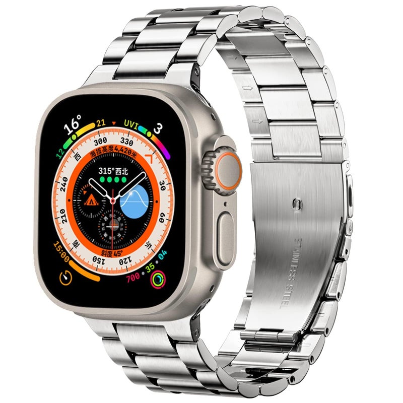 eWINNER Stainless Steel Replacement Strap with Axel Adapters Compatible with Apple Watch (42/44mm) - Image 2