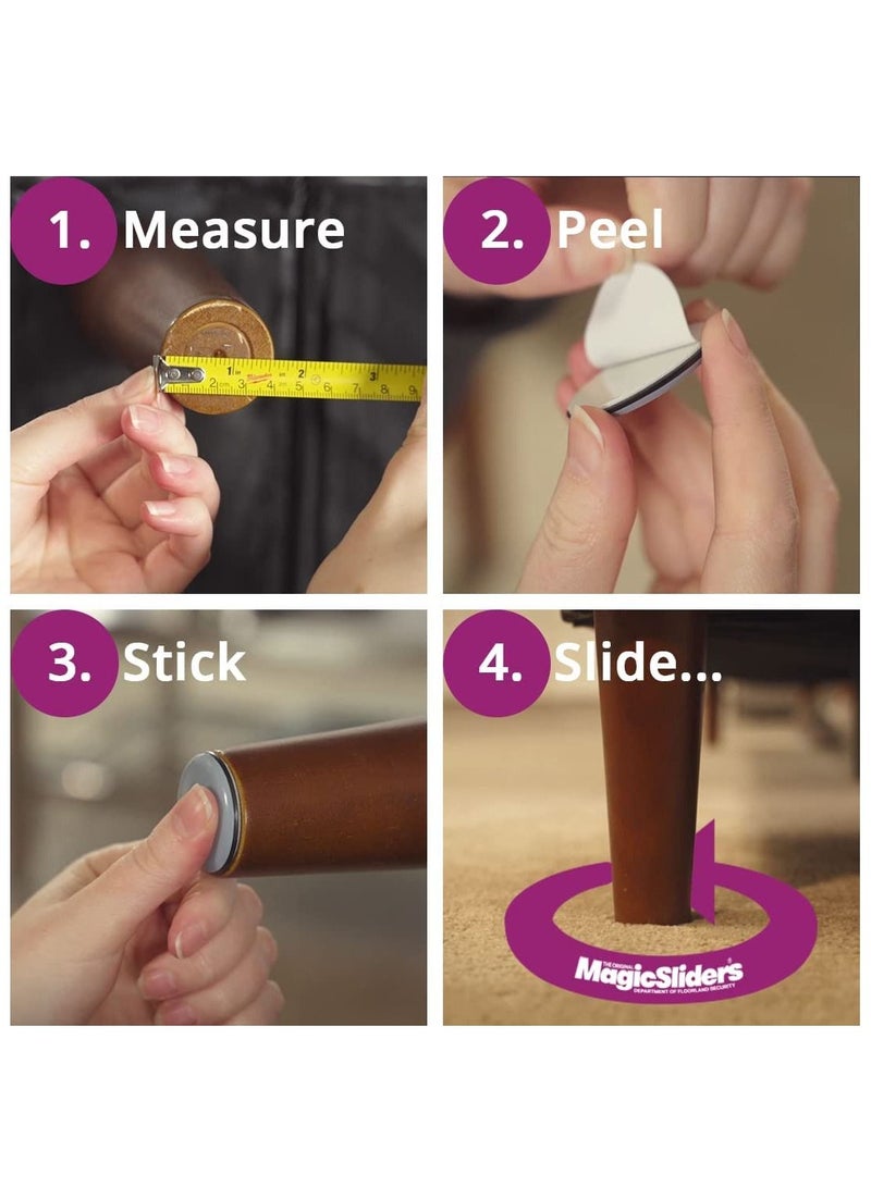 Magic Sliders (04050)- Self-Adhesive 2 inch Round Furniture Sliding Discs (2pairs) (Gray) - Image 4