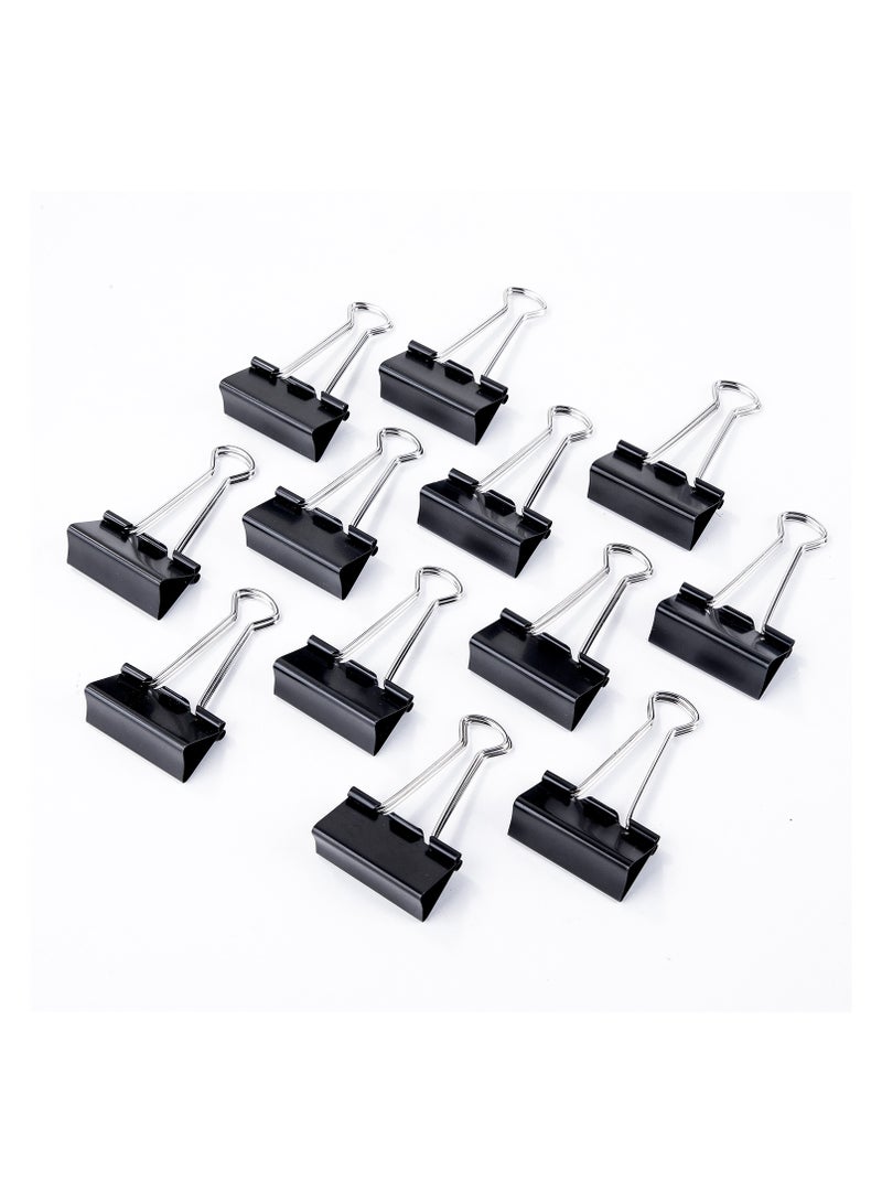 Deli E38562 Binder Clips 41mm Black Metal - 12pcs - ideal for office document binding - Image 3