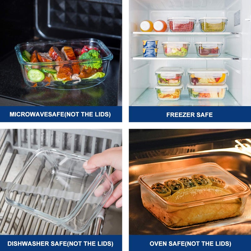 Bayco 8 Pack Glass Food Storage , Meal Prep Containers, Airtight with Lids - BPA-Free & Leak Proof (8 lids & 8 Containers) 30oz - Image 3