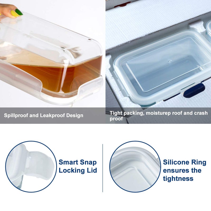 Bayco 8 Pack Glass Food Storage , Meal Prep Containers, Airtight with Lids - BPA-Free & Leak Proof (8 lids & 8 Containers) 30oz - Image 4