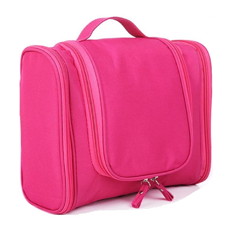 ERHETUS Multifunctional Extra Large Cosmetic Bag for Travel | Makeup Organiser for Accessories for Women | Waterproof Household Grooming Kit Storage Bags with Hook for Hanging for Men - Pink - Image 1