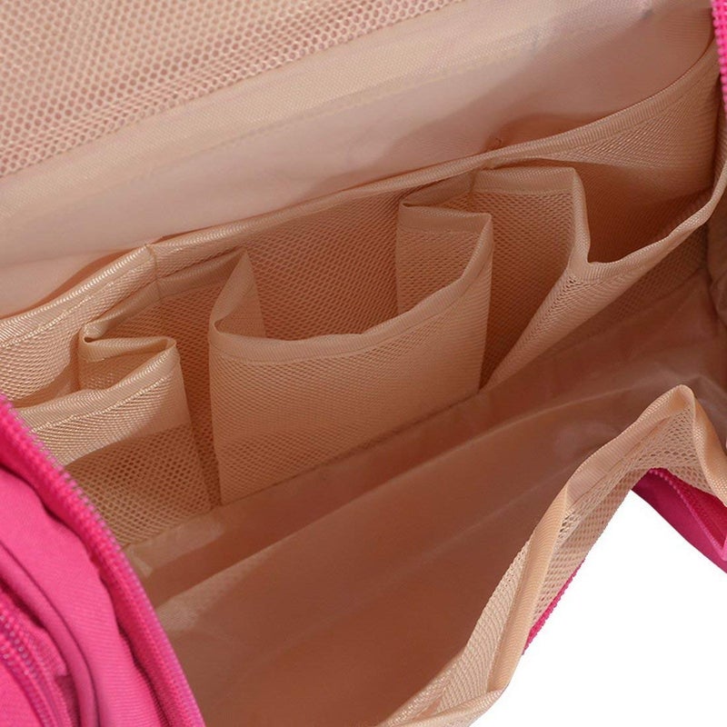 ERHETUS Multifunctional Extra Large Cosmetic Bag for Travel | Makeup Organiser for Accessories for Women | Waterproof Household Grooming Kit Storage Bags with Hook for Hanging for Men - Pink - Image 2