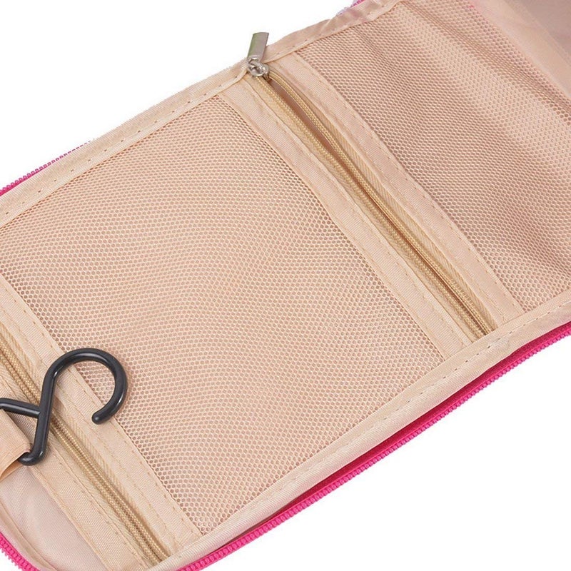 ERHETUS Multifunctional Extra Large Cosmetic Bag for Travel | Makeup Organiser for Accessories for Women | Waterproof Household Grooming Kit Storage Bags with Hook for Hanging for Men - Pink - Image 5