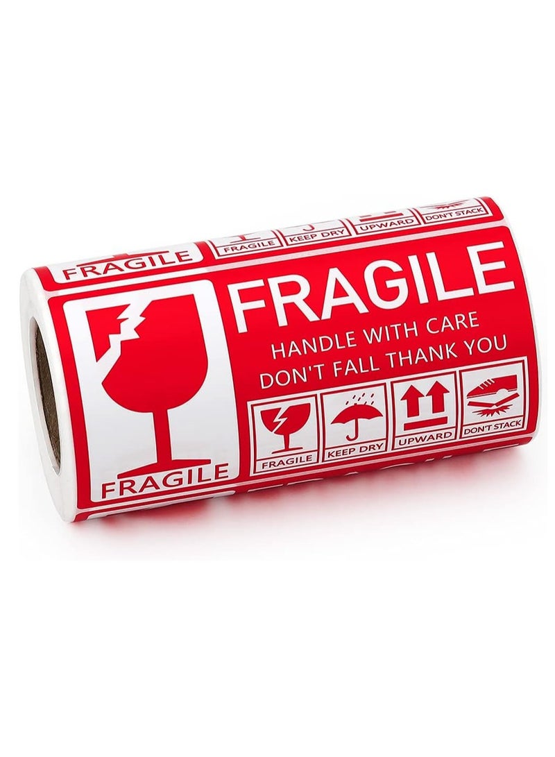 Rubik 500pcs Fragile Labels, 2.76"x 5.12" Strong Adhesive Warning Stickers Handle with Care, Don't Fall Thank You Large Text for Safe Shipping and Moving (2 Rolls=500 Labels) - Image 4