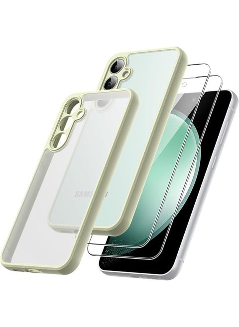 JETech 3 in 1 Matte Case for Samsung Galaxy S23 FE 6.4-Inch with 2-Pack Tempered Glass Screen Protector, Translucent Frosted Shockproof Phone Cover with Camera Protection (Lime)