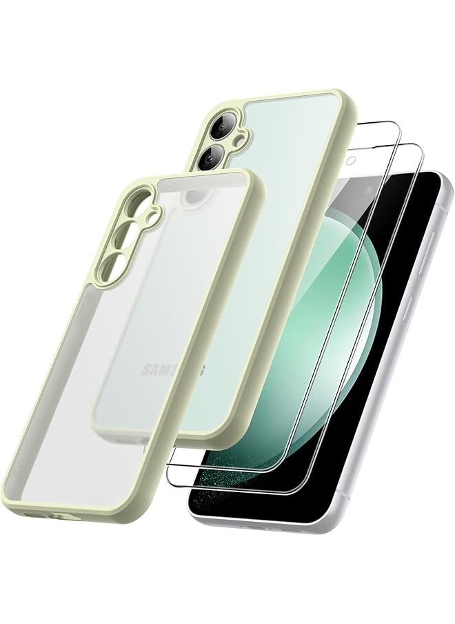 Jetech - JETech 3 in 1 Matte Case for Samsung Galaxy S23 FE 6.4-Inch with 2-Pack Tempered Glass Screen Protector, Translucent Frosted Shockproof Phone Cover with Camera Protection (Lime) - Image 1