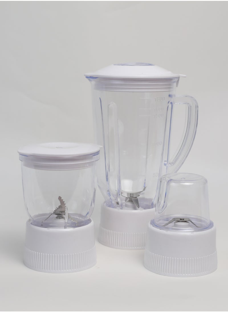 Hudson - Hudson Multi-Functional 4-In-1 Food Processor (Juicer/Blender/ Grinder & Chopper) With Plastic Jar With SS Blades,2 Speed Control With Pulse 1.8 L 650 W HDBL1113 White Color - Image 1