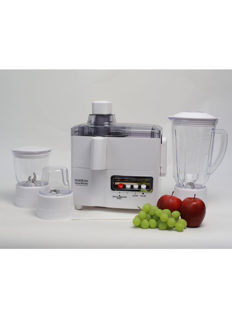Hudson - Hudson Multi-Functional 4-In-1 Food Processor (Juicer/Blender/ Grinder & Chopper) With Plastic Jar With SS Blades,2 Speed Control With Pulse 1.8 L 650 W HDBL1113 White Color - Image 1