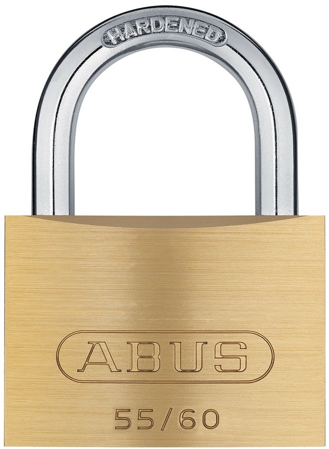 ABUS 55/60 Solid Brass Padlock with 2 Keys for School, Gym, 2 9/32in (60mm) Wide, Keyed Different - Image 1