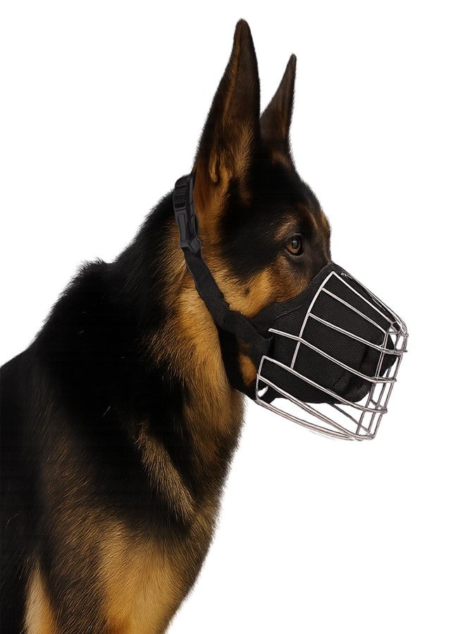 ECOSEAO Dog Muzzle Metal Basket for Casaro, Labrador Retriever, Alaskan Malamute, Caucasian Shepherd, Saint Bernard, Bernese Mountain Adjustable Nylon Straps Secure Wire Mask for Biting Chewing Barking (L) - Image 1